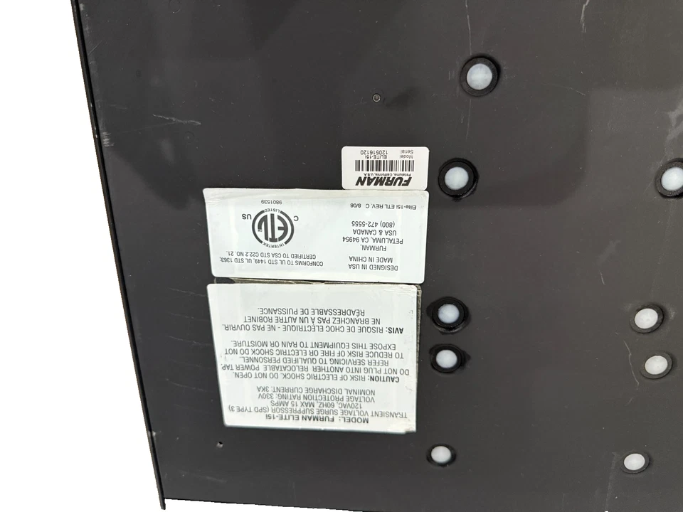 Furman Elite 15i 7-Outlet Linear Filtering AC Power Conditioner Working TESTED!! - Image 3 of 4