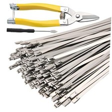 Metal Zip Ties Heavy Duty Outdoor (120pcs) 11.8" 120 PCS with Zip Tie Cutter