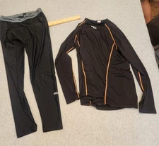 Defender BJJ Rash Guard XL + Sanabul Compression Spats Tights Jiujitsu Set Black