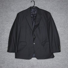 Chaps Ralph Lauren Mens Blazer Jacket 46R Black Wool Two Button Made in Canada