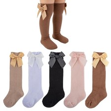 Baby Girls Knee High Socks with Satin Bow,Cute Ruffled Baby Girl 6-12 Months