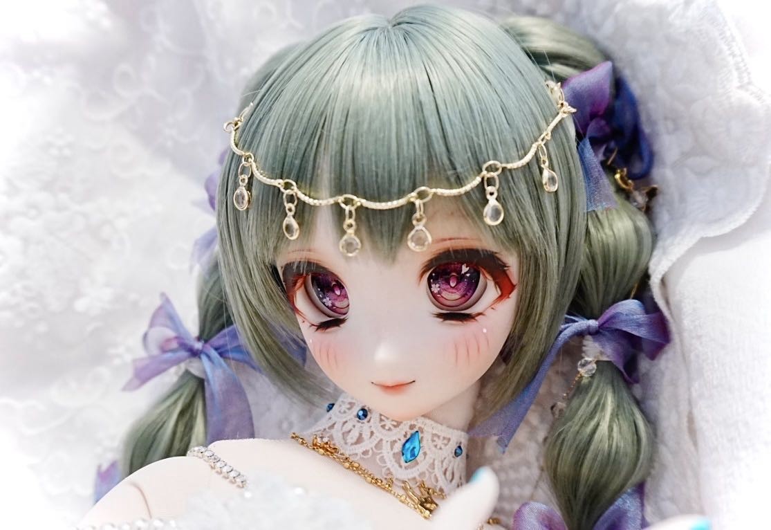 Volks Dollfie Dream Head Semi-white DDH-06 With Custom Faceup And Wig