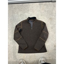 KUHL Revel 1/4 Zip Sweater Mens Medium Brown ThermoKore Fleece Lined Pullover