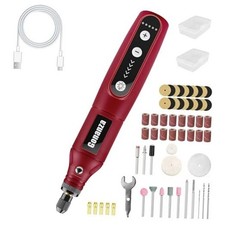 Mini Cordless Rotary Tool Kit - 5-Speed, 3.7V Power Supply with LED Light Red