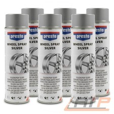 6x FELGENSILBER FELGENLACK SILBER 500ml PRESTO 428924 LACK SPRAYDOSE SPRÜHLACK