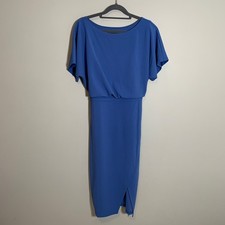 Andrew Marc Blue Dolman Sleeve Midi Dress With Tie Waist Size 8