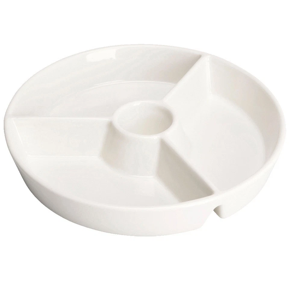 Snackteller Servierteller Servierplatte Porzellan Weiß unterteilt 19cm - Bild 3 von 4