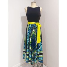 Eliza J Women's Black Multicolor Scarf Print Crêpe de Chine Maxi Dress Size 4