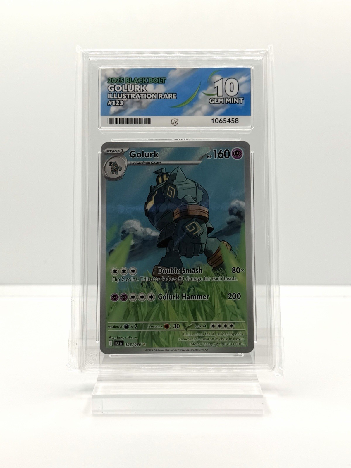 Ace 10 Pokémon Golurk Illustration Rare Holo 123/086 SV: Black Bolt English