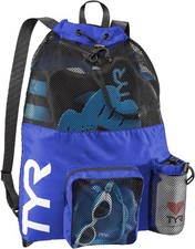 TYR Big Mesh Mummy Backpack for Swim, Gym and Workout Gear, BLue, Blue