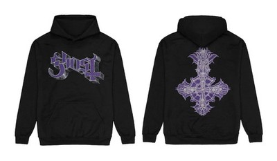 Ghost Chrome Logo Crucifix Rock Band Hoodie Black Merch reprint S-3XL