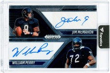 Jim McMahon and William Perry Bears Signed 2025 Panini Prizm Black #DA-CHI Card
