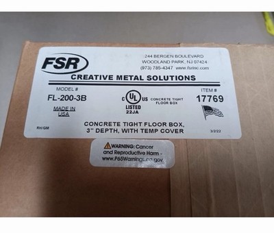 FSR FL-200-3B Concrete Tight Floor Box, 3'' Depth with Temp Cover