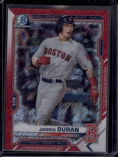 2021 Bowman Chrome Jarren Duran Prospects Red Shimmer Refractor SSP /10