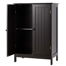 Bathroom Floor Storage Cabinet Double Door Kitchen Cupboard Home Cabinet Brown