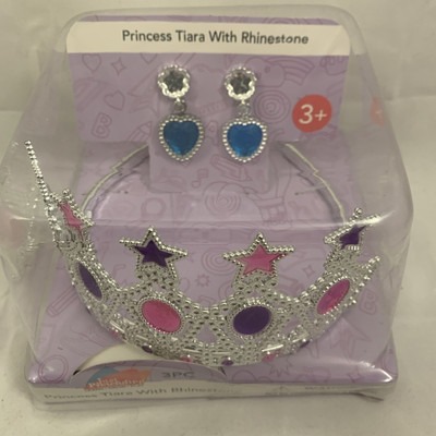 Princess Tiara with Clip On Earrings Rhinestone Stars 3 