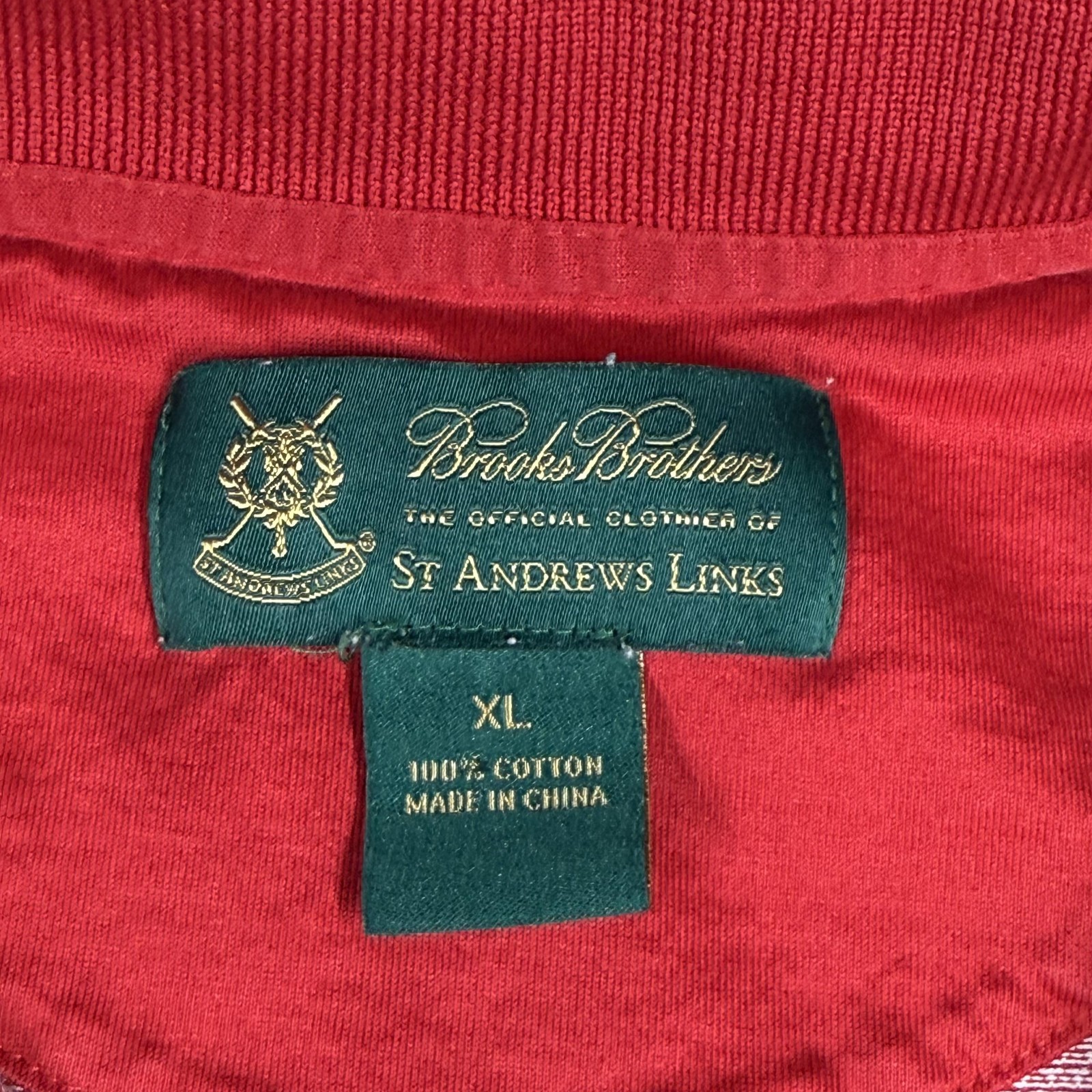 Brooks Brothers Polo Shirt Mens XL Red St Andrews Links Golf 100% Cotton Classic thumbnail 2