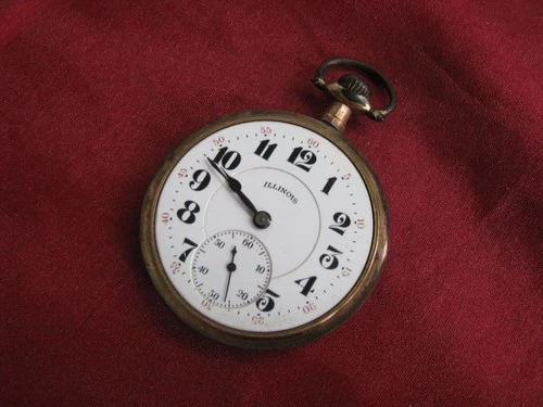 Antique Illinois 17j 16s Model 7 Grade 305 Pocket Watch, YGF Case, Parts/Repair
