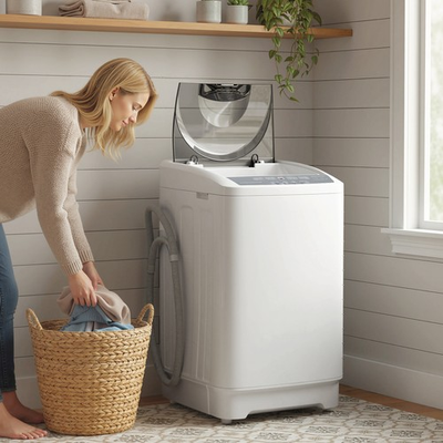 #ad Compact Washer Portable Washing Machine Full Automatic Washer with 8 Programs $220.00