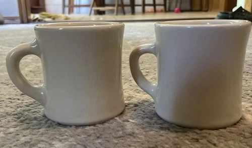 Vintage VICTOR USA Diner Mugs Coffee Heavy Restaurant Ware Tan, Beige, TWO MUGS!