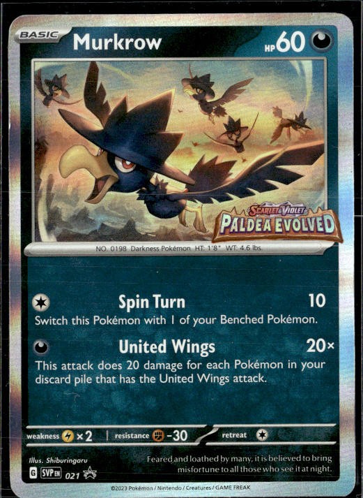 Murkrow (Prerelease) 021 Holo Promo Scarlet & Violet Promo Pokemon Near Mint