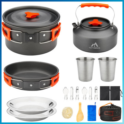 Camping Kochgeschirr Set 17 Teilig Aluminium Töpfe Pfannen Edelstahl Zubehör