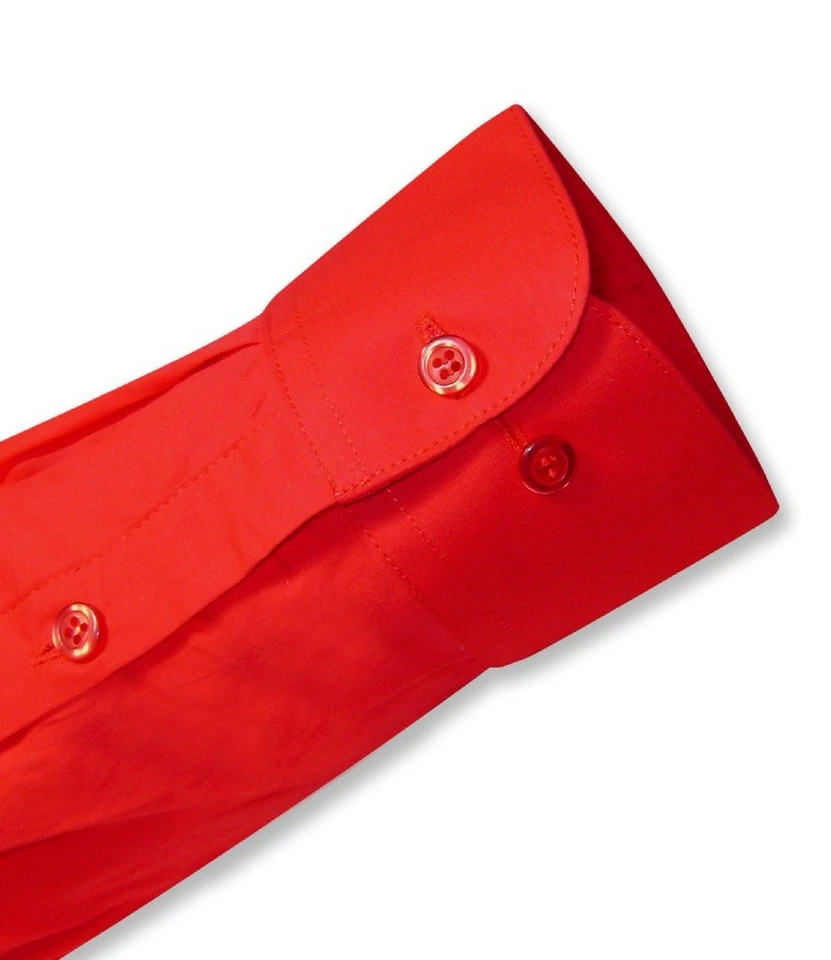 Biagio Mens 100% COTTON Solid RED Color Dress Shirt sz 17 32/33 - Image 4 of 4
