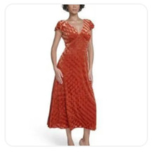 CALVIN KLEIN | VELOUR FLUTTER SLEEVE MAXI | SIZE 10