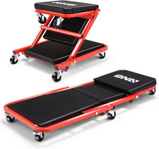 36 Inch 2-in-1 Rolling Folding Car Creeper Seat 6 Casters 150kg Capacity Red 36 Inch 2-in-1 Rolling Folding Car Creeper Seat 6 Casters 150kg Capacity Red