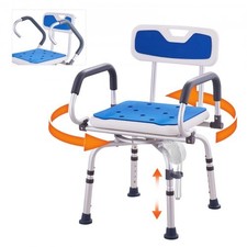 Swivel Shower Chair 360 Degree, Adjustable Shower Seat with Pivoting Arms for In
