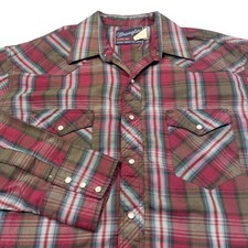 Vintage Wrangler Pearl Snap X-Long Tails Shirt Mens 16x34 Striped Western 90s