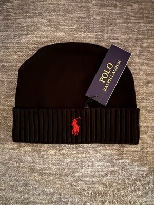 Polo Ralph Lauren Beanie Mens Skull Hat Knit Cap Black Blue Gray