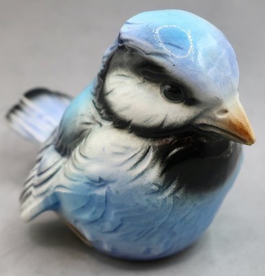 Vintage Goebel W Germany Blue Jay Bird Porcelain Figurine w Tiny Nick on Beak