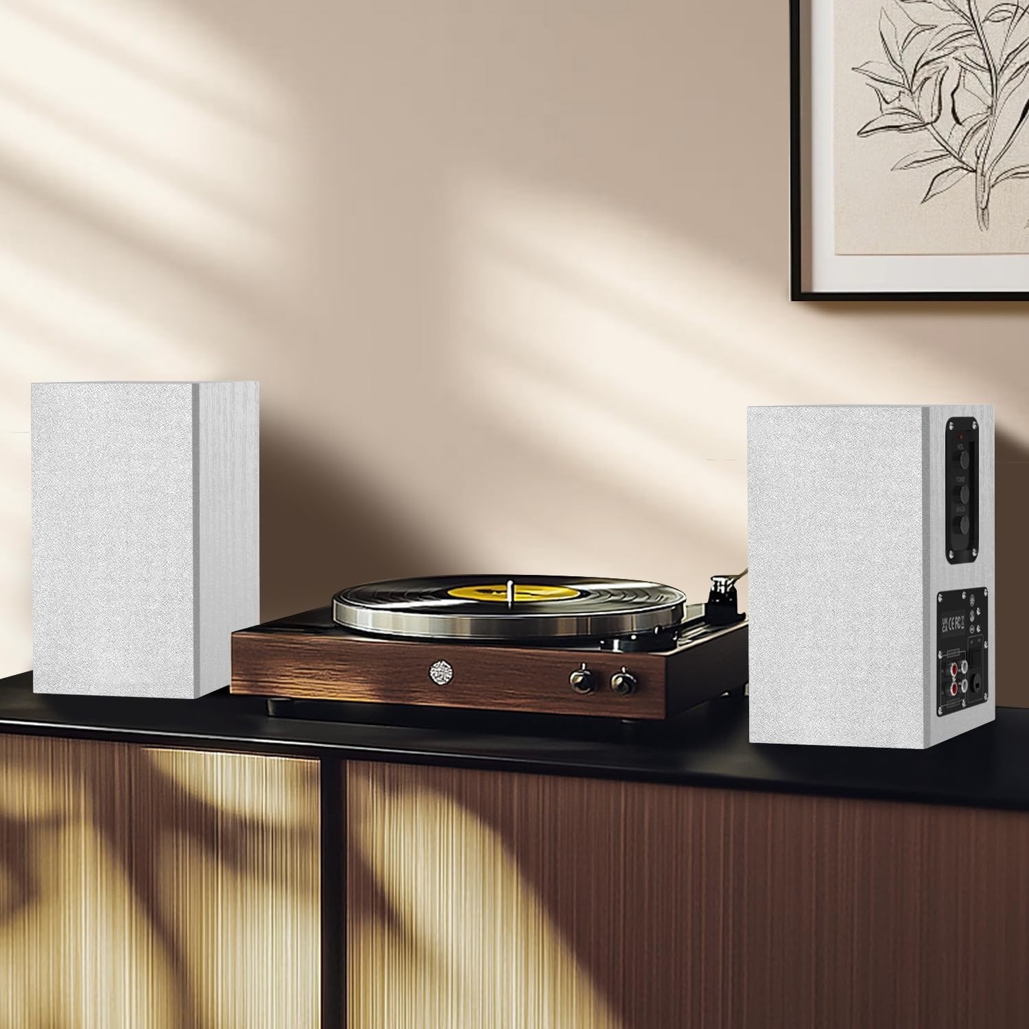 Compact Wall-Mounted Powered Speakers with 3.5-RCA Input & Superior Stereo Sound