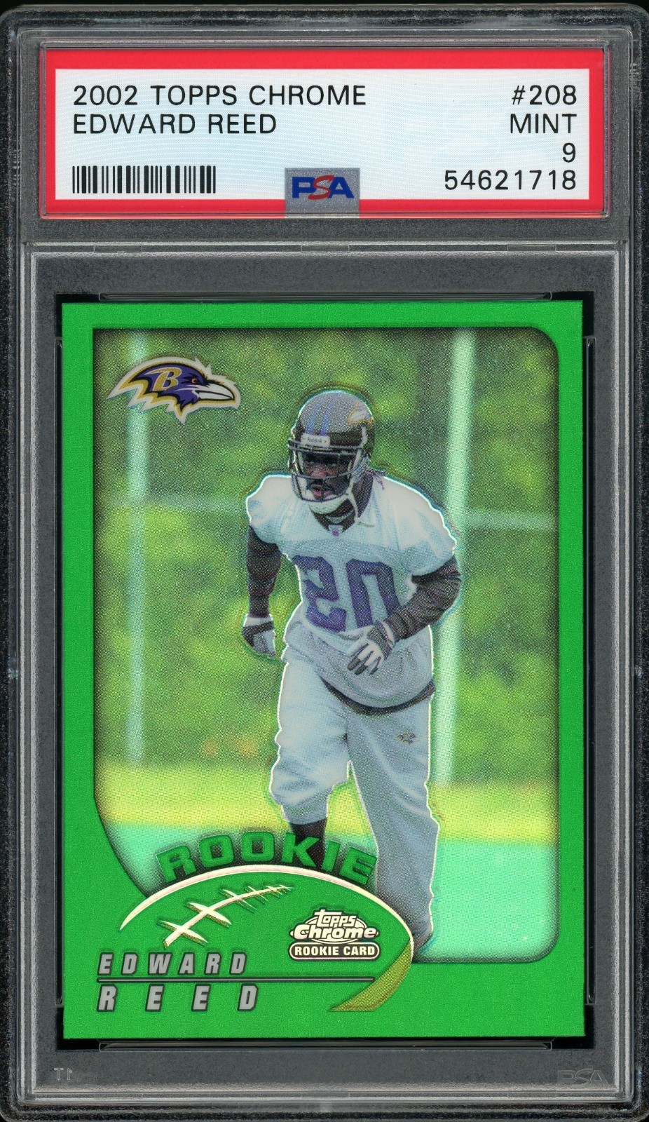2002 TOPPS CHROME #208 REFRACTOR ED REED PSA 9 MINT RC ROOKIE HOF