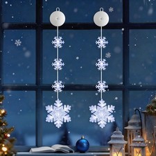 2 Pack Snowflake Christmas Window Lights Battery Operated Christmas Lights with