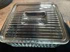 Vintage 1970s Anchor Hocking Refrigerator Dish: Large Clear Glass, 9"x9"x3.5”