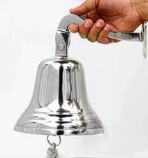 11" Brass Ship Bell &ndash; Chrome Wall Mount Nautical Marine Bell 8" Diameter Gift
