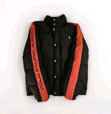 Polo Ralph Lauren Boys XL 18-20 Black Red Hooded Insulated Puffer Jacket