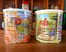 Vtg Maxwell House Collectible Coffee Can 2005 Spring Autumn Series Farmhouse Lot