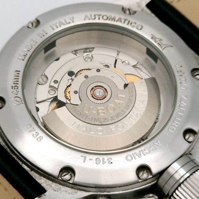 U-Boat 45mm Automatic 316L Italian Watch Cream Dial Oversize Leather Strap