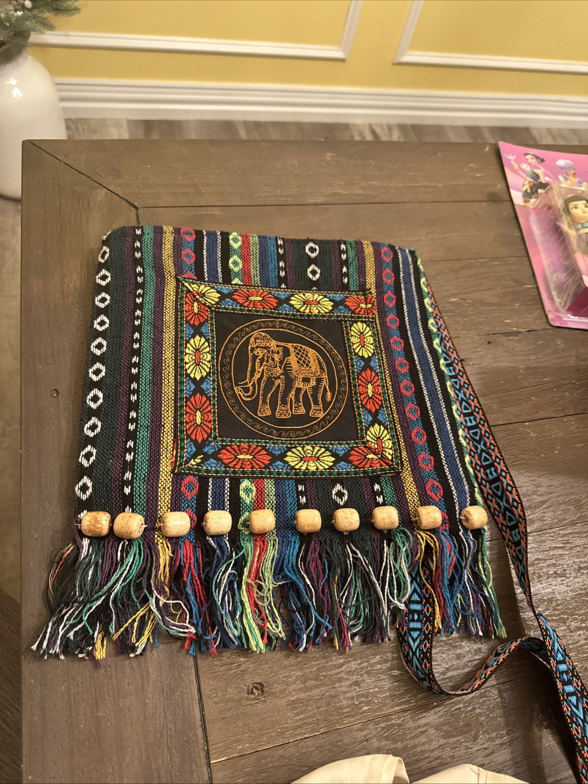 Shoulder Bag Thai Elephant Woven Fabric Hmong Handmade Style Bohemian Travel Bag-image
