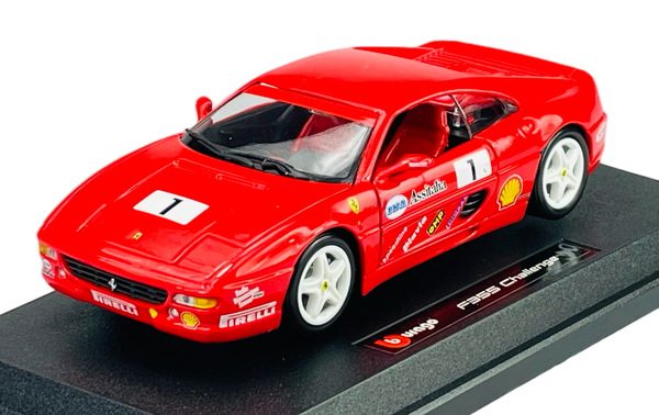 Bburago Ferrari F355 Challenge Rot 1:24 Die Cast Metal Model Neu Im Kasten-image