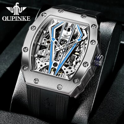 OUPINKE Automatic Mechanical Waterproof Tungsten Steel Case Sapphire Watch 46MM