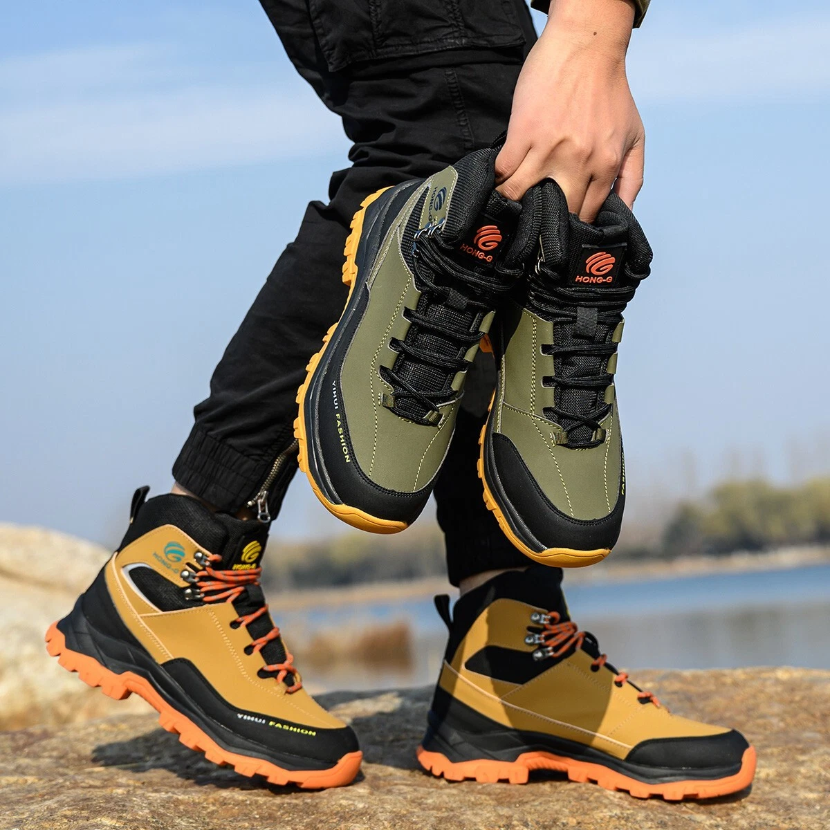 Mens Waterproof Work Boots Steel Toe Non Slip Safety Shoes Indestructible Boots