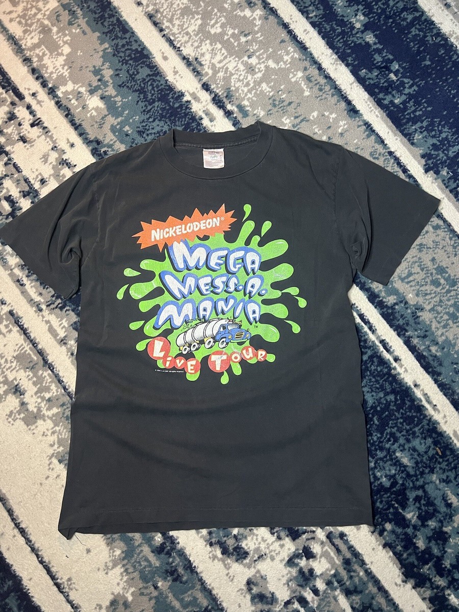 Vintage 90s Nickelodeon Mega Mess a Mania Live Tour T Shirt Sz