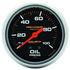 Autometer Pro-comp 2-58 Liquid Filled Mechanical Oil Pressure Gauge 100 Psi