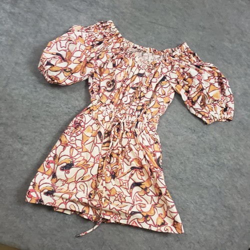 ALC Kleid Damen 2 braun orange Mini Aline Puffärmel schulterfrei Blumen Damen - Bild 2 von 9