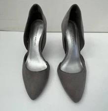 christian siriano women's size 6 Faux suede grey open sided heels shoes