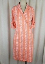 Lissa Mar Devonwood Mango Seahorse Faux Wrap Vertical Striped Dress Womens 8 USA